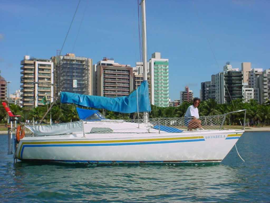 Seja bem vindo a bordo!!!     Veleiro Aquarela e Christina, na Praia do Canto, Vitria/ES, abril 2003